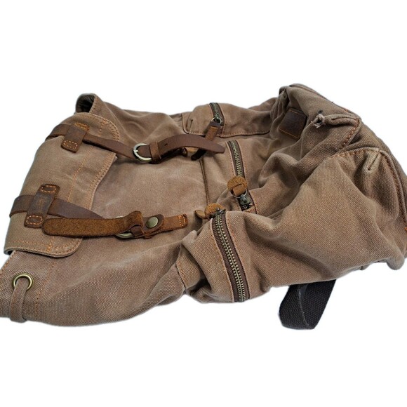 Gearonic Rucksack Adventure Retro Backpack Brown Duty Duck Canvas Leather Bag - Picture 5 of 11